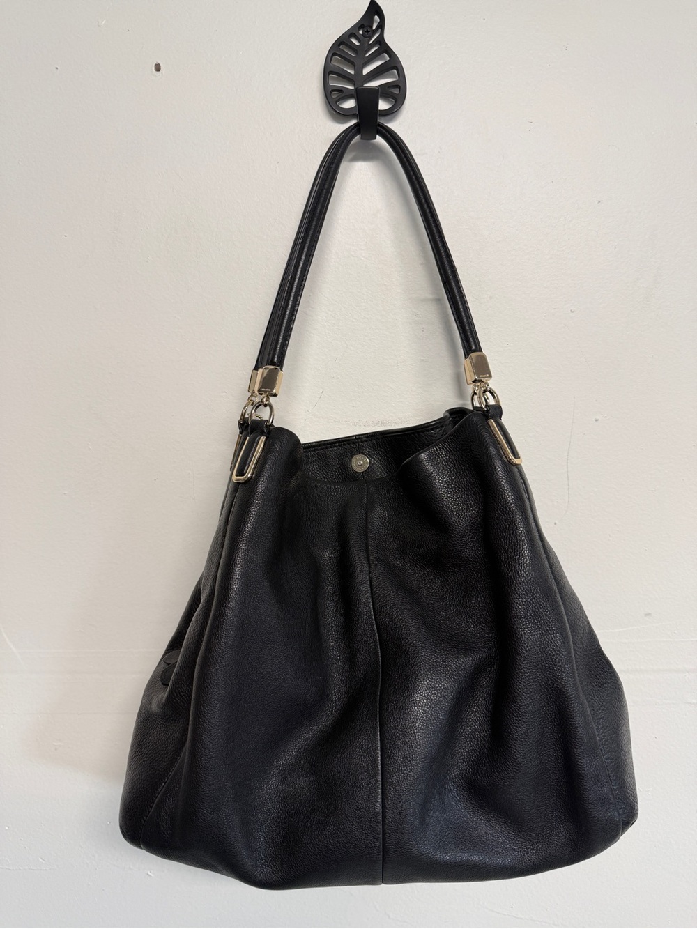 Coach Madison Phoebe shoulder bag from black pebbled leather with brass hardware